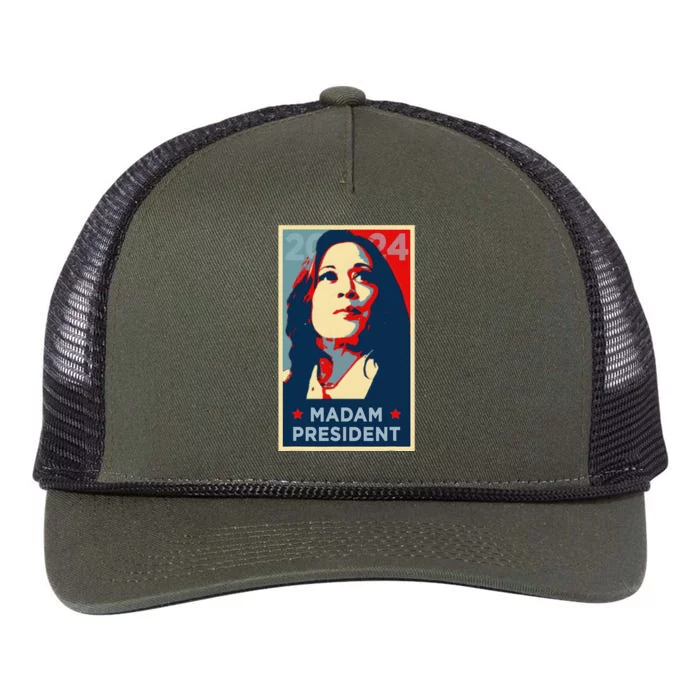 Madam President Kamala Harris 2024 Change Breaking Barriers Retro Rope Trucker Hat Cap