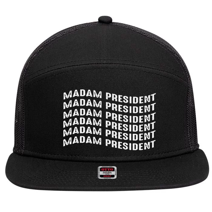 Madam President Kamala 2024 7 Panel Mesh Trucker Snapback Hat