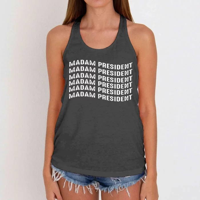 Madam President Kamala 2024 Women's Knotted Racerback Tank