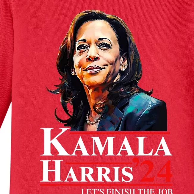 Madam President Kamala Harris LetS Finish The Job 2024 Baby Long Sleeve Bodysuit