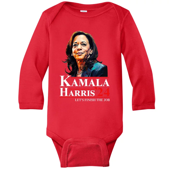 Madam President Kamala Harris LetS Finish The Job 2024 Baby Long Sleeve Bodysuit