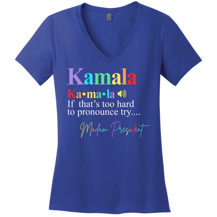 Madam President Kamala Harris Colorful Definition Women's V-Neck T-Shirt