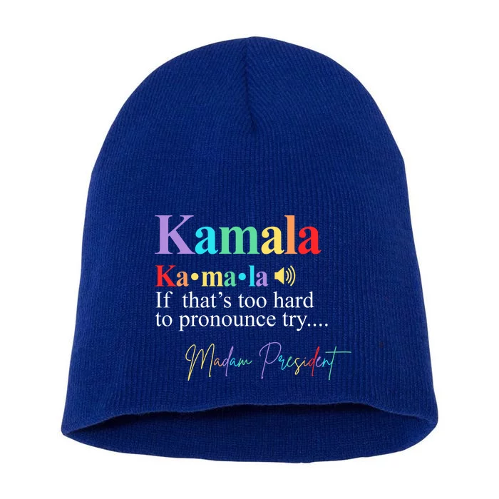 Madam President Kamala Harris Colorful Definition Short Acrylic Beanie