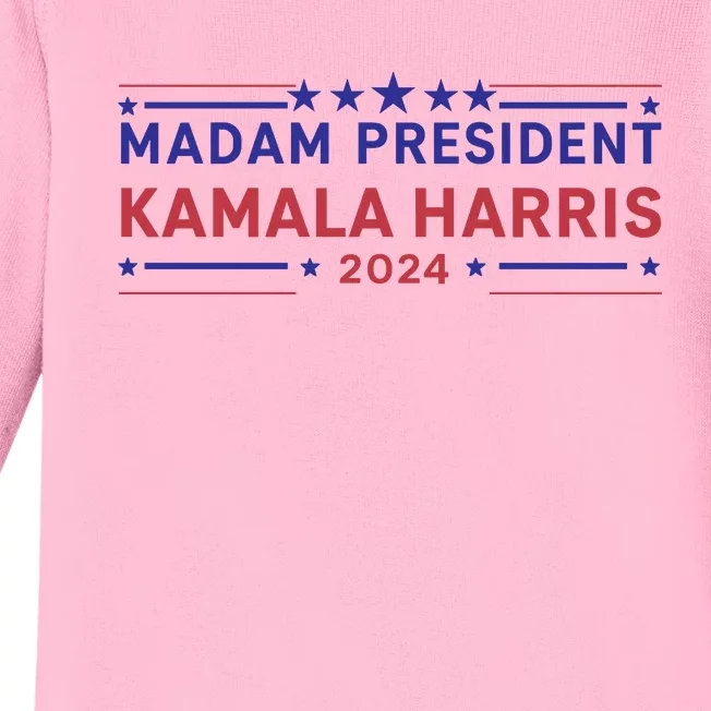 Madam President Kamala Harris 2024 Baby Long Sleeve Bodysuit