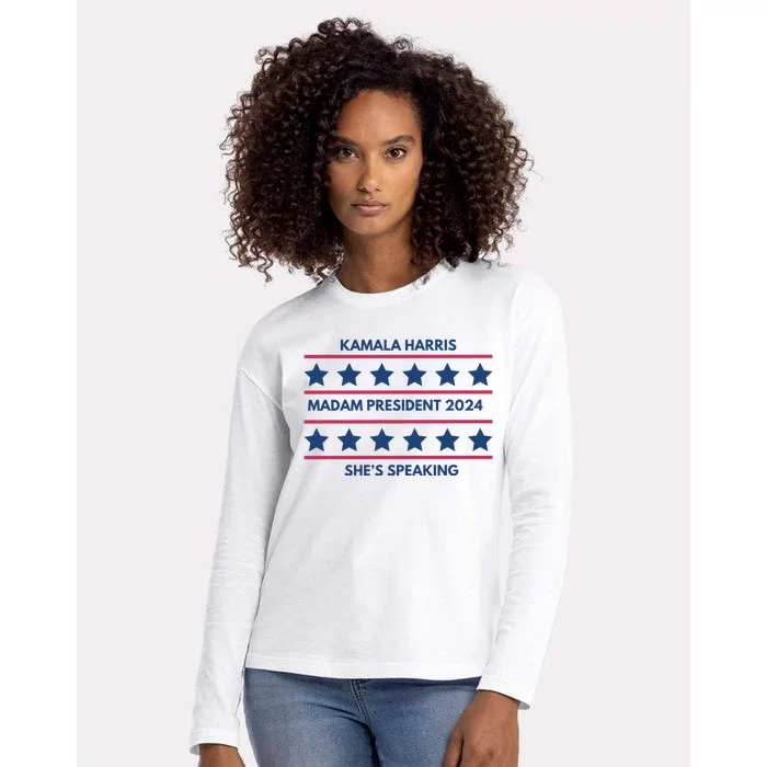 Madam President Kamala Harris 2024 Womens Cotton Relaxed Long Sleeve T-Shirt