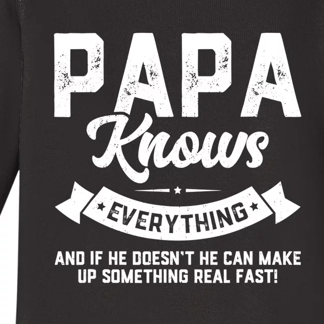 Mens Papa Knows Everything Shirt 60th Gift Funny Father's Day TShirt Baby Long Sleeve Bodysuit