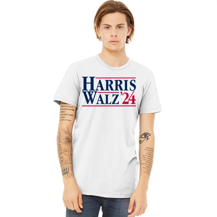 Madam President Kamala Harris Tim Walz Vp Brat Cat Ladies 2024 Premium T-Shirt