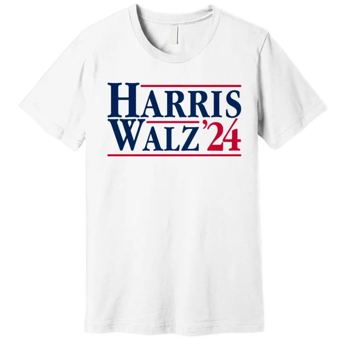 Madam President Kamala Harris Tim Walz Vp Brat Cat Ladies 2024 Premium T-Shirt