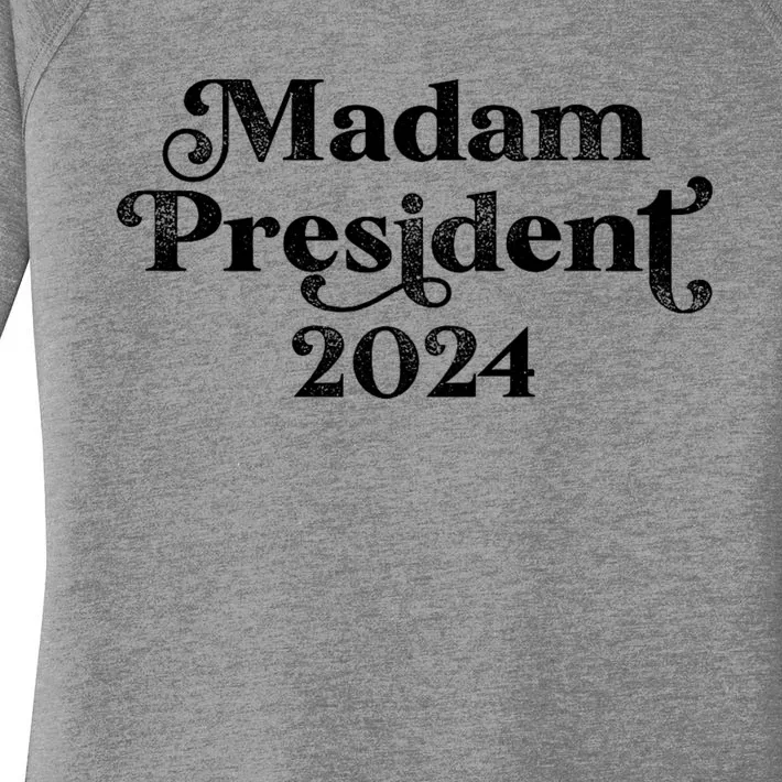 Madam President Kamala Harris 2024 Women's Perfect Tri Tunic Long Sleeve Shirt