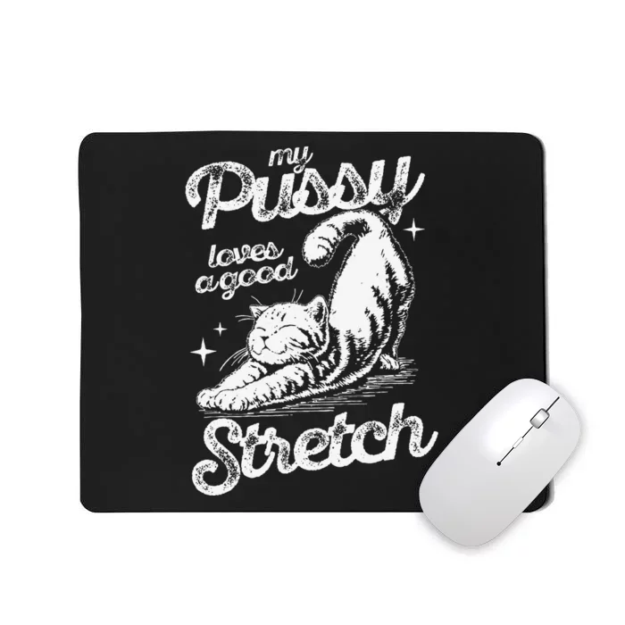 My Pussy Love A Good Stretch Funny Raunchy Cat Funny Meme Mousepad