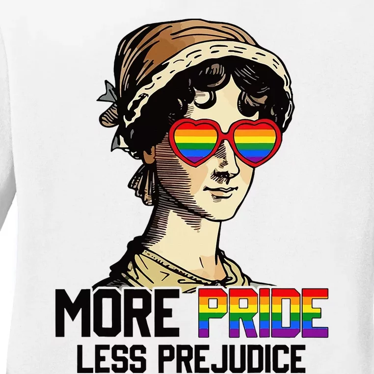 More Pride Less Prejudice Lgbt Gay Proud Ally Pride Month Ladies Long Sleeve Shirt