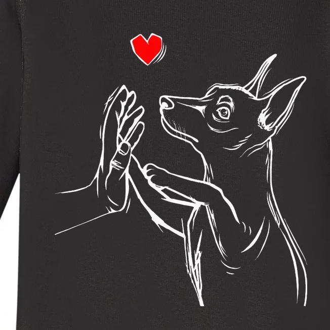 Min Pin Love Miniature Pinscher Dog Mom Baby Long Sleeve Bodysuit