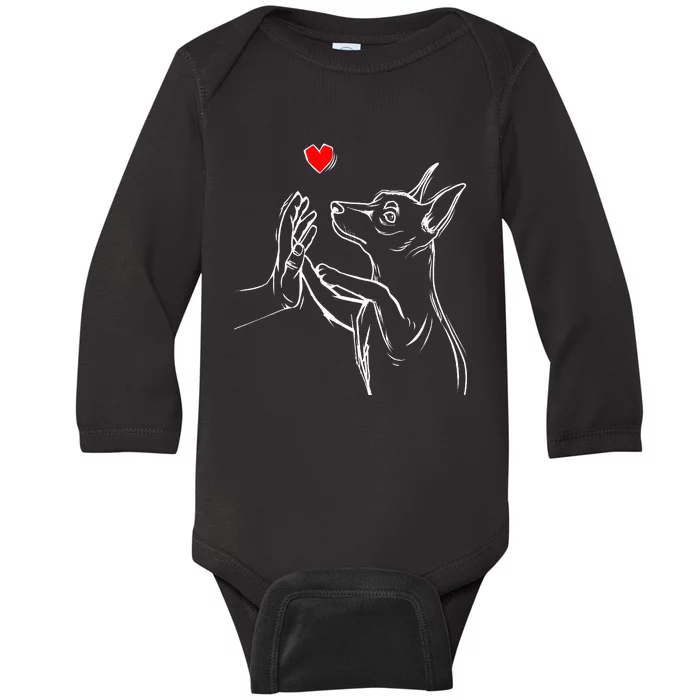 Min Pin Love Miniature Pinscher Dog Mom Baby Long Sleeve Bodysuit