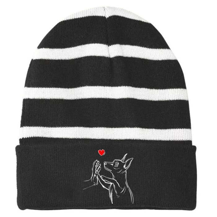 Min Pin Love Miniature Pinscher Dog Mom Striped Beanie with Solid Band