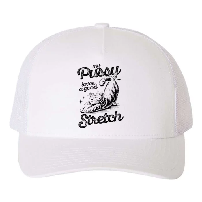 My Pussy Love A Good Stretch Funny Raunchy Cat Yupoong Adult 5-Panel Trucker Hat