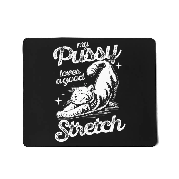 My Pussy Love A Good Stretch Funny Raunchy Cat Funny Meme Mousepad