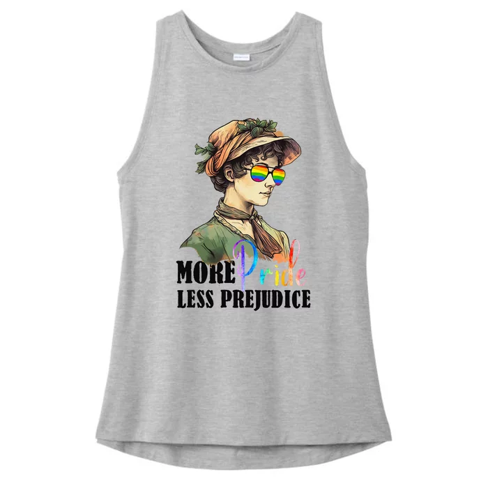 More Pride Less Prejudice Lgbt Gay Proud Ally Pride Month Ladies Tri-Blend Wicking Tank