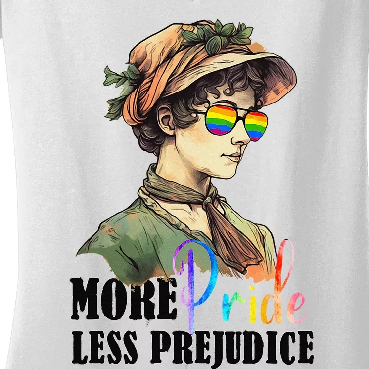 More Pride Less Prejudice Lgbt Gay Proud Ally Pride Month Women's V-Neck T-Shirt