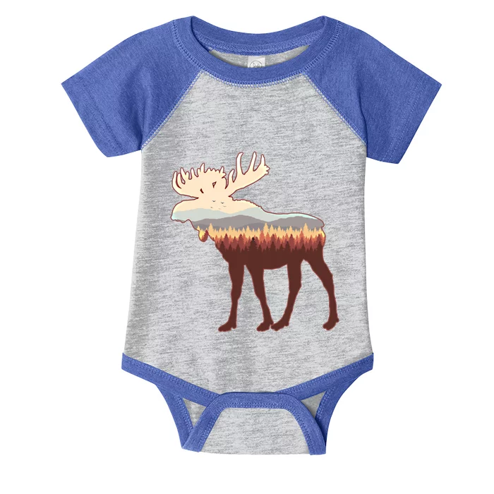 Moose Print Landscape Moose Whisperer Gift Animal Moose Gift Infant Baby Jersey Bodysuit