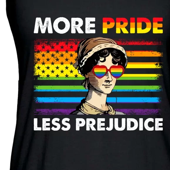 More Pride Less Prejudice Lgbt Gay Proud Ally Pride Month. Ladies Essential Flowy Tank