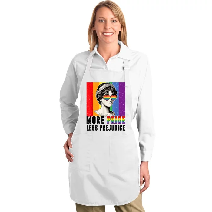 More Pride Less Prejudice LGBT Pride Month Gay Proud Ally Full-Length Apron With Pocket