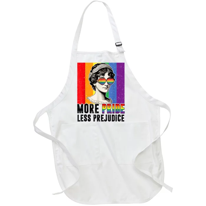 More Pride Less Prejudice LGBT Pride Month Gay Proud Ally Full-Length Apron With Pocket