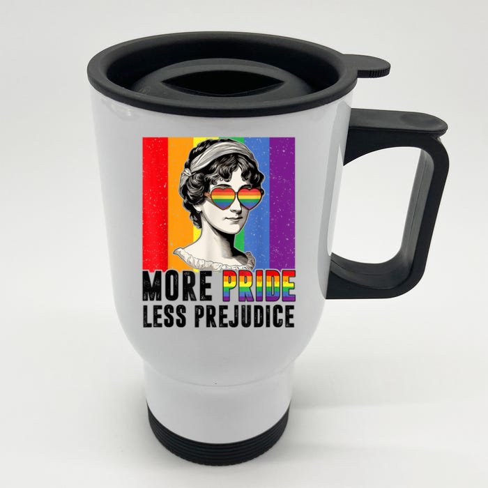 More Pride Less Prejudice LGBT Pride Month Gay Proud Ally Front & Back Stainless Steel Travel Mug