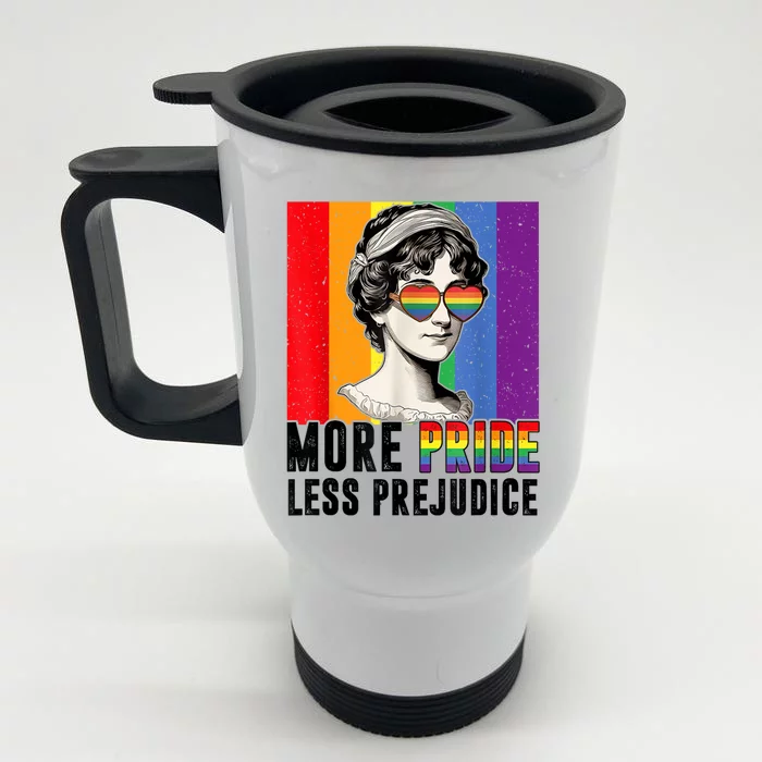 More Pride Less Prejudice LGBT Pride Month Gay Proud Ally Front & Back Stainless Steel Travel Mug