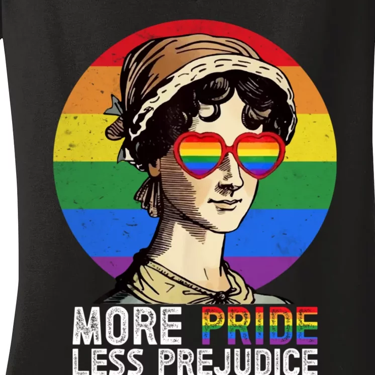 More Pride Less Prejudice Lgbt Gay Proud Ally Pride Month. Women's V-Neck T-Shirt