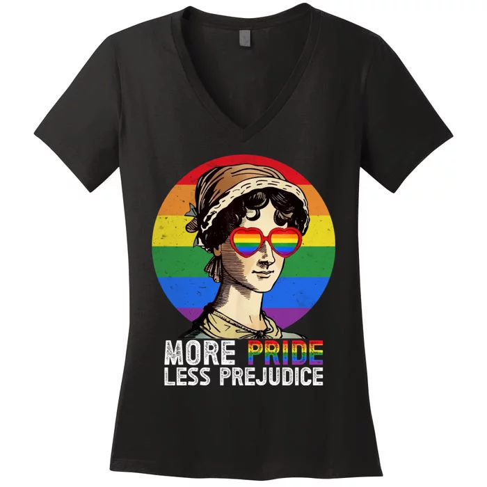 More Pride Less Prejudice Lgbt Gay Proud Ally Pride Month. Women's V-Neck T-Shirt