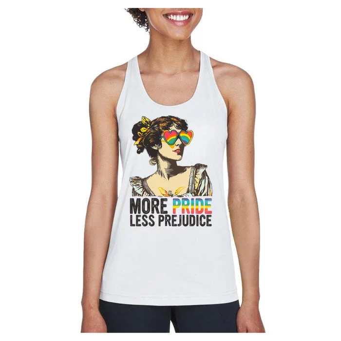 More Pride Less Prejudice Lgbt Pride Month More Pride Women's Racerback Tank