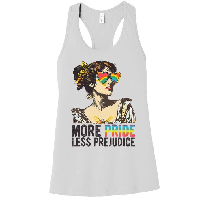 More Pride Less Prejudice Lgbt Pride Month More Pride Women's Racerback Tank