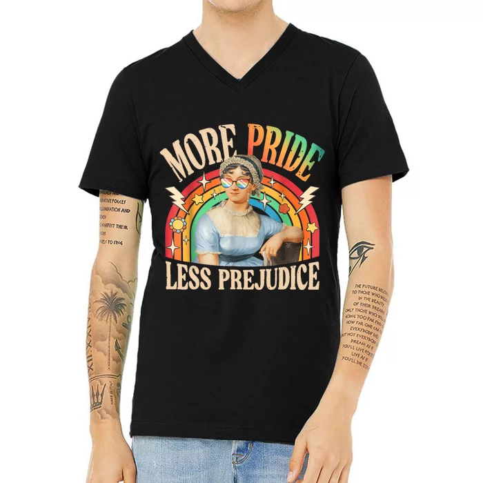 More Pride Less Prejudice Lgbtq Rainbow V-Neck T-Shirt