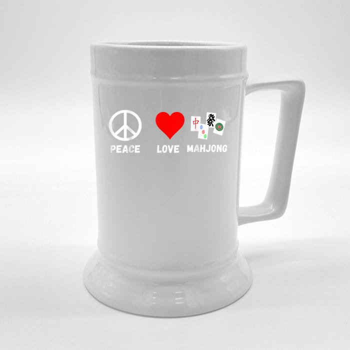 Mahjong Peace Love Playing Mah Jongg Player Majiang Front & Back Beer Stein