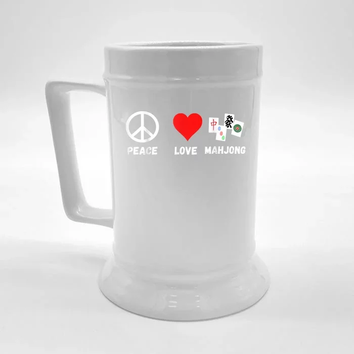 Mahjong Peace Love Playing Mah Jongg Player Majiang Front & Back Beer Stein