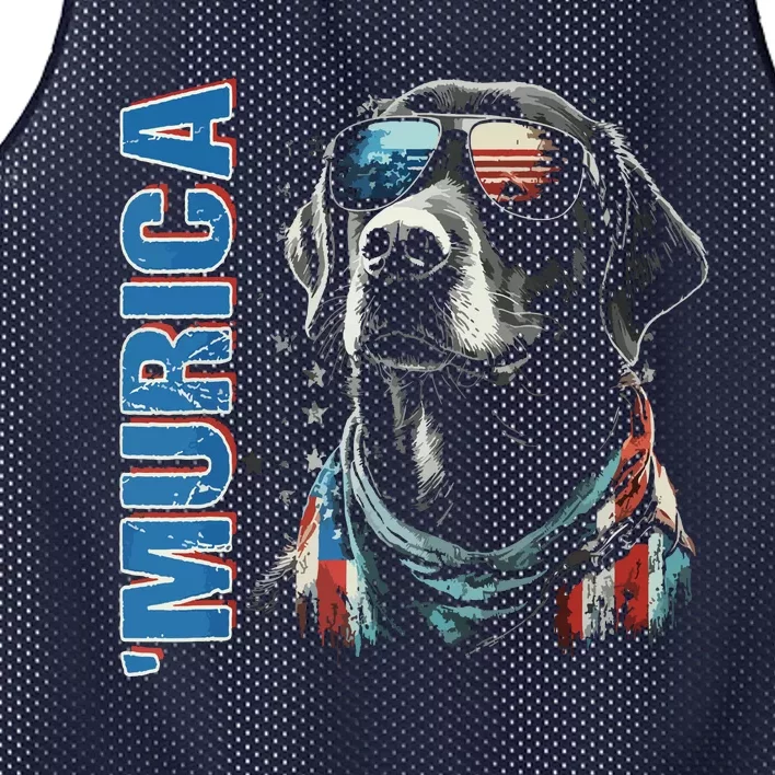 Murica Patriotic Labrador Retriever 4th Of July Dog Mesh Reversible Basketball Jersey Tank