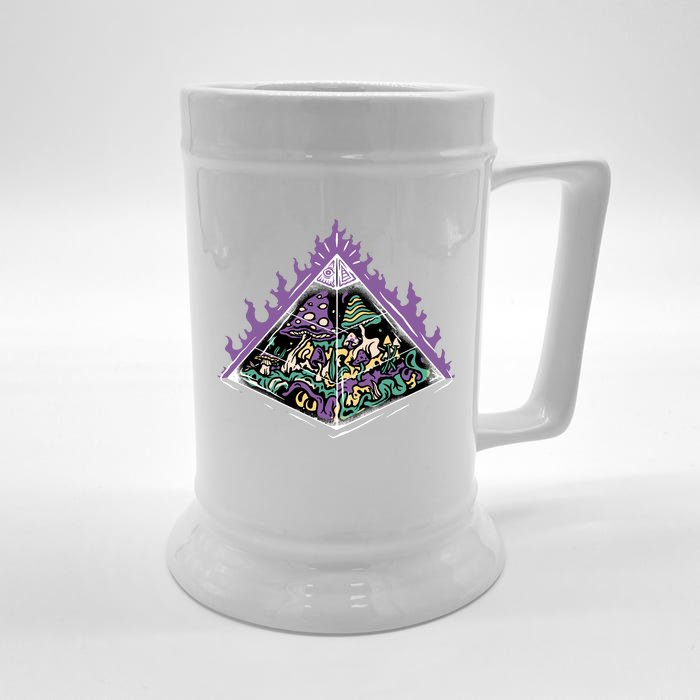 Mushroom Pyramid Front & Back Beer Stein