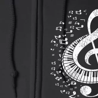 Musician Pianist Music Notes Keyboard Treble Clef Piano Full Zip Hoodie