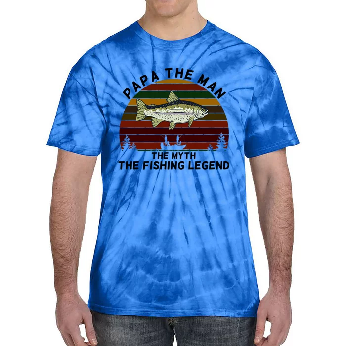 Meaningful Papa Myth Legend Salmon Fishing Great Gift Tie-Dye T-Shirt