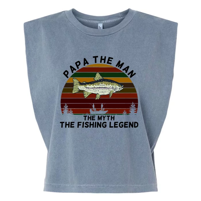 Meaningful Papa Myth Legend Salmon Fishing Great Gift Garment-Dyed Women's Muscle Tee