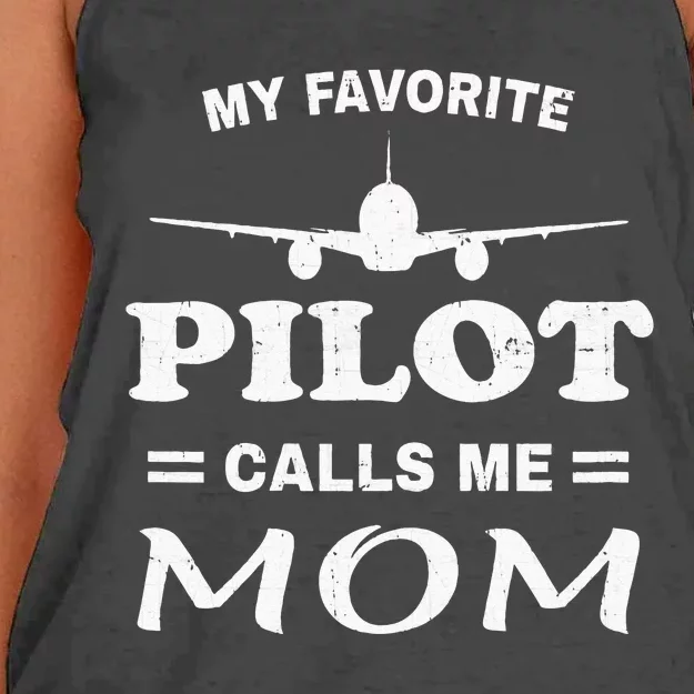 Mom Pilo Mothers Day My Favorite Pilot Calls Me Mom Women's Knotted Racerback Tank