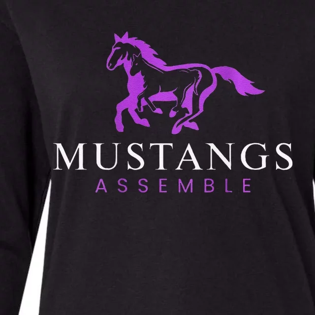 Mustangs Purple Womens Cotton Relaxed Long Sleeve T-Shirt