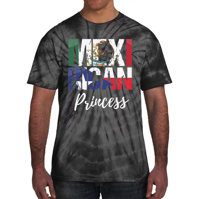 Mexirican Princess Mexico Flag Puerto Rico Flag Tie-Dye T-Shirt