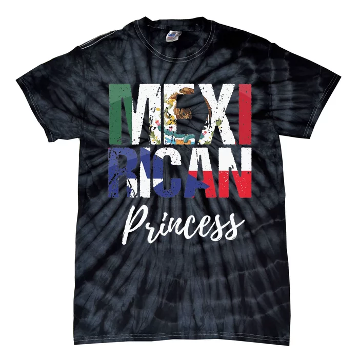 Mexirican Princess Mexico Flag Puerto Rico Flag Tie-Dye T-Shirt