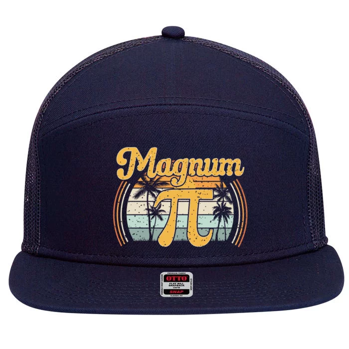 Magnum Pi Math Pi Day Retro Gift 7 Panel Mesh Trucker Snapback Hat