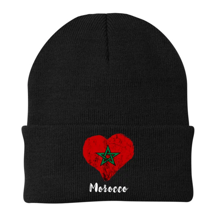 Moroccan Pride Morocco Heart Moroccan Roots Moroccan Flag Knit Cap Winter Beanie