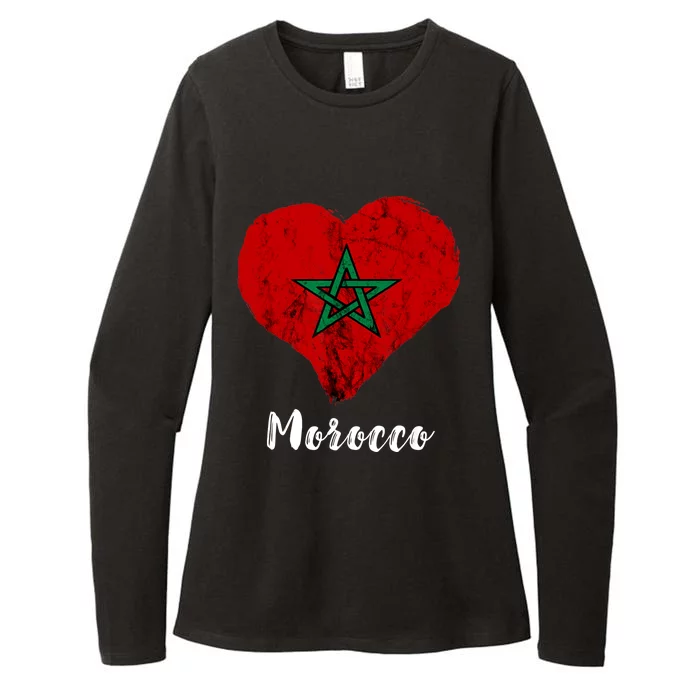 Moroccan Pride Morocco Heart Moroccan Roots Moroccan Flag Womens CVC Long Sleeve Shirt