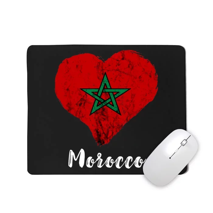 Moroccan Pride Morocco Heart Moroccan Roots Moroccan Flag Mousepad