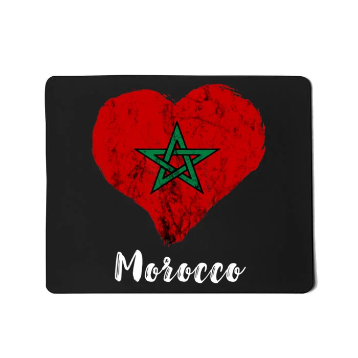 Moroccan Pride Morocco Heart Moroccan Roots Moroccan Flag Mousepad