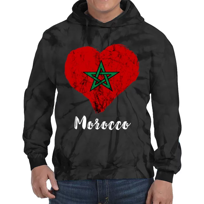 Moroccan Pride Morocco Heart Moroccan Roots Moroccan Flag Tie Dye Hoodie